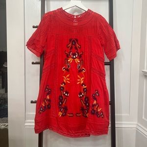 Free People bell sleeve embroidered dress.